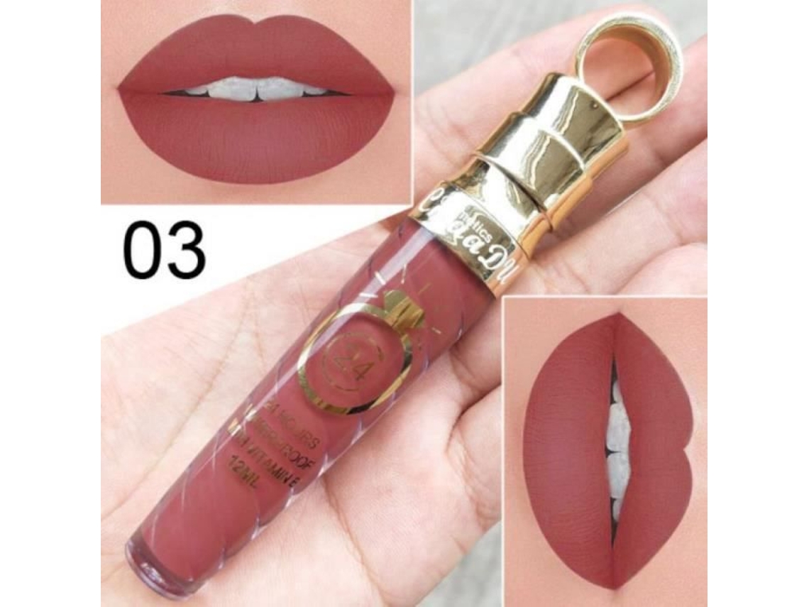 Batom Matte Veludo, Brilho Labial Líquido Longa Duração Impermeável, Maquiagem Sexy Para Lábios Não Pegajosa, 03