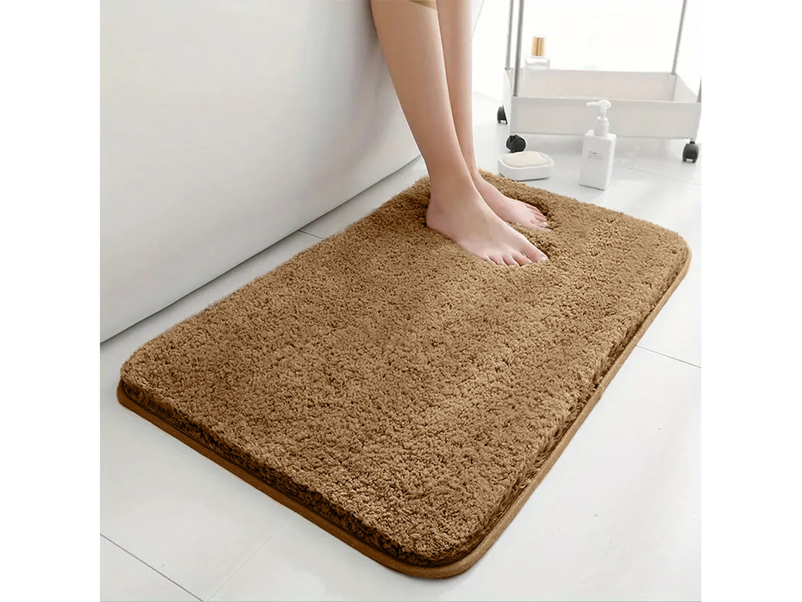 Tapete de Banheiro Superabsorvente e Antiderrapante, Decoração para Casa, Carpete de Pelo Longo. MDUG (marrom)