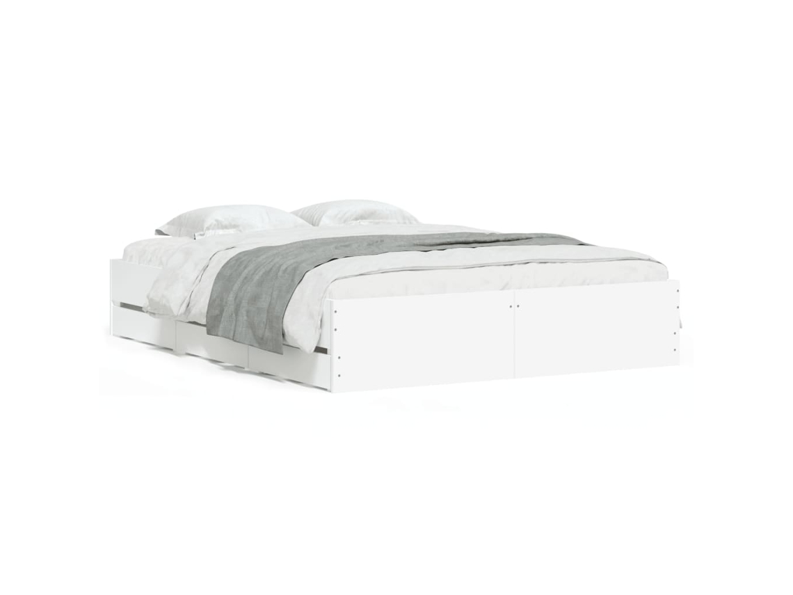 Bed Frame, Bed Frames Vidaxl Branco Madeira Processada (150 X 200 Cm)