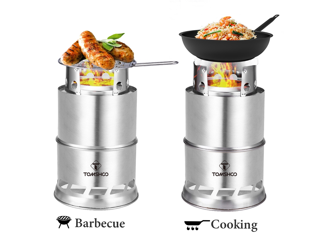 Estufa de Camping Portátil Tomshoo Aço Inox
