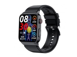 Smartwatch E500 Tela Sensível Ao Toque Ppg Monitoramento em Tempo Real Fitness de Borracha Preta