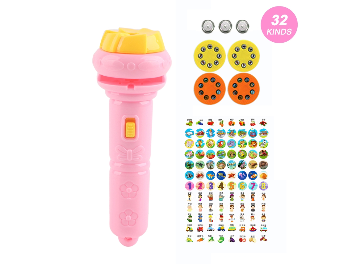 Lanterninha Projetor Infantil Com 32 Padrões De Animais Brinquedo Educativo Científico Rosa