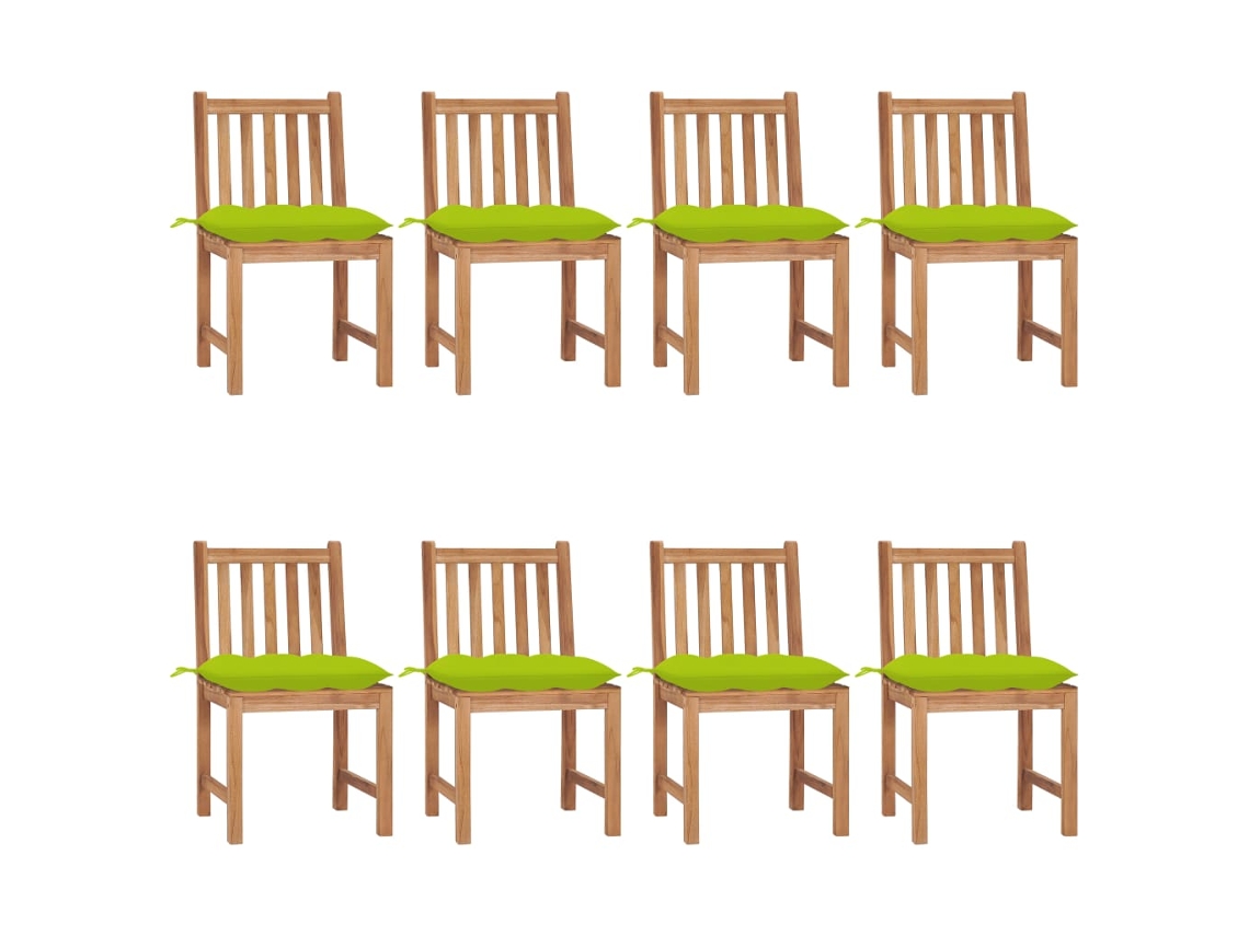 Cadeiras De Jardim 8 Pcs C/ Almofadões Madeira De Teca Maciça Dkd Home Decor
