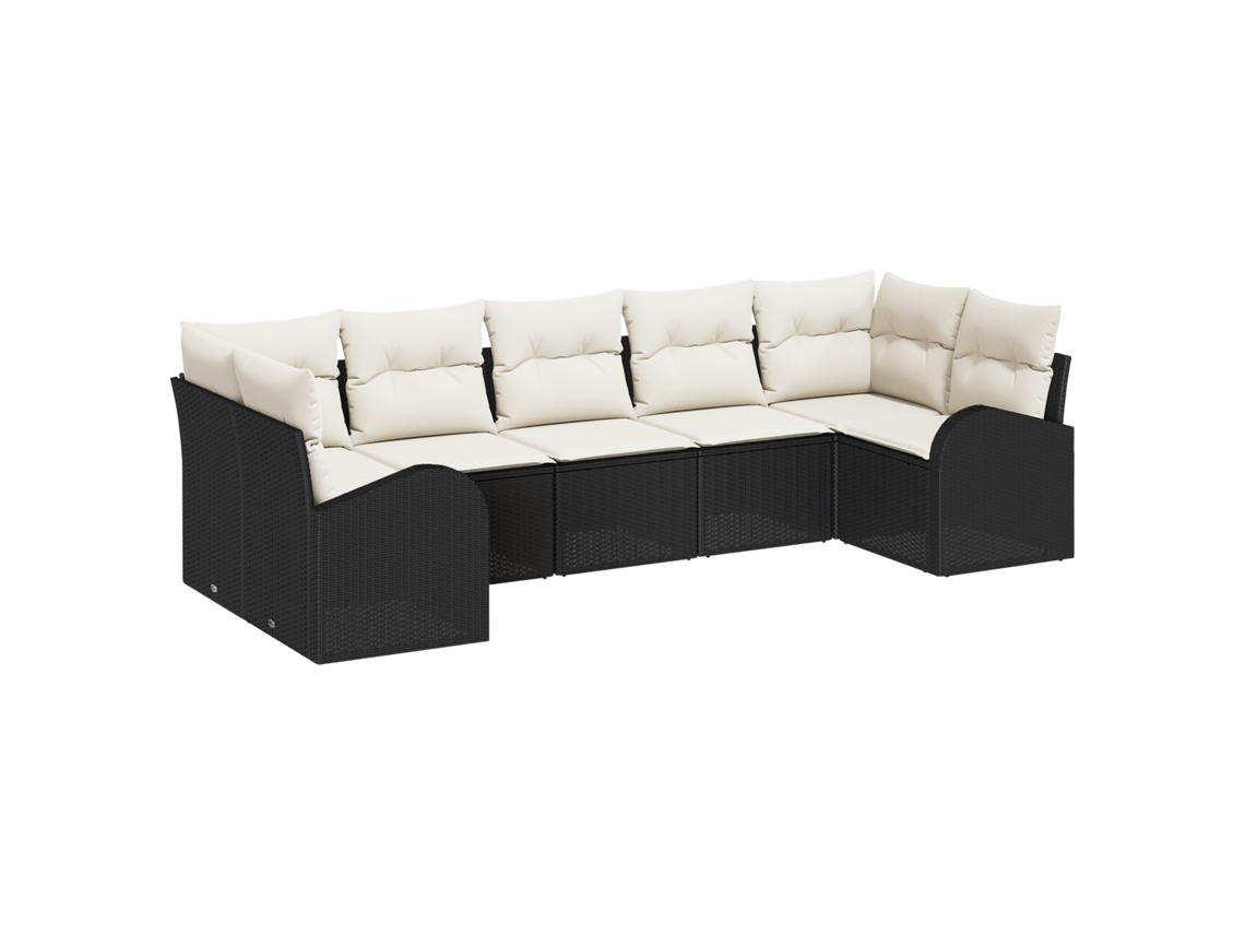 Conjunto 7 Conjunto De Sofá De Jardim Vidaxl Preto Vime Pe (289 X 124 X 85 Cm)