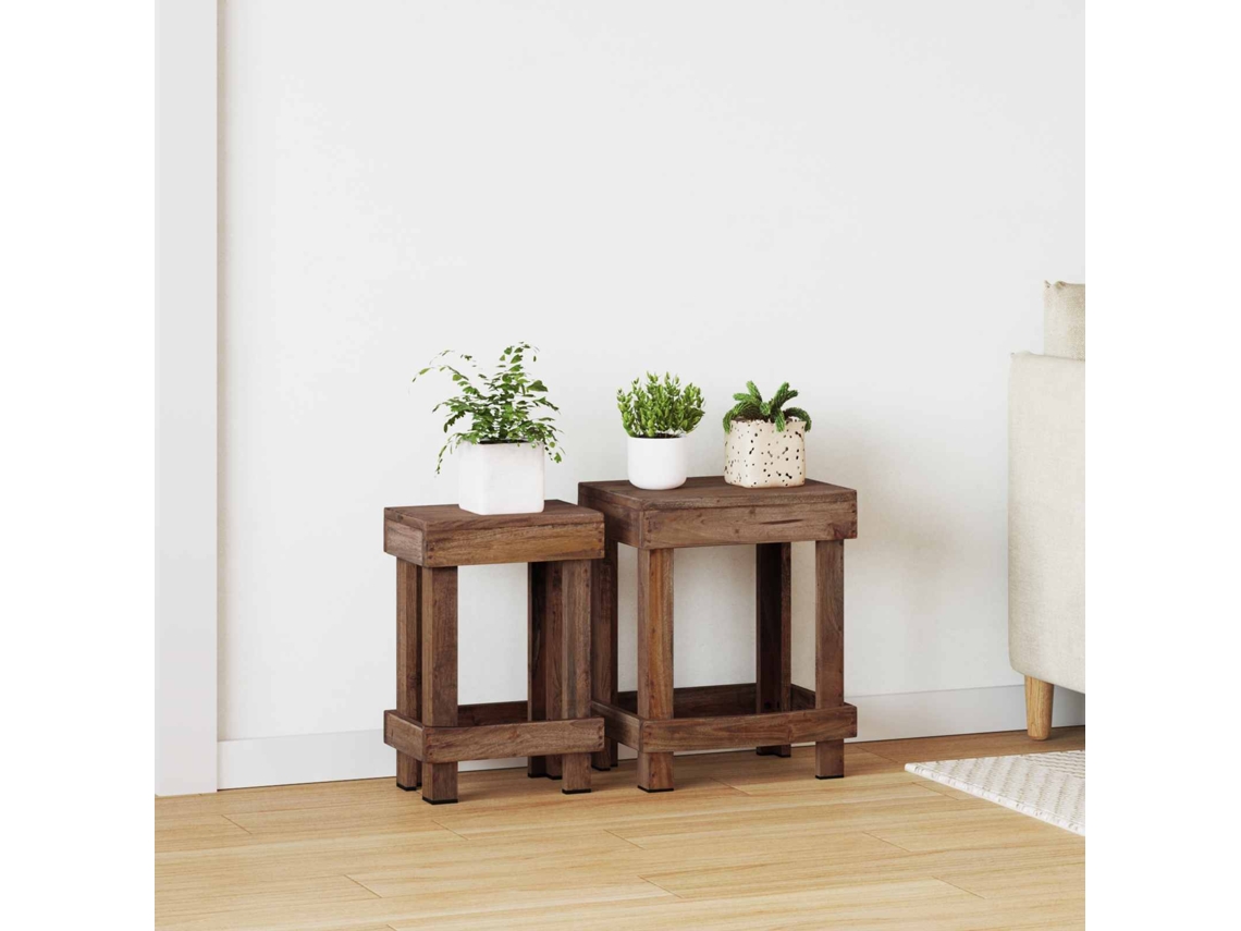 Vidaxl Suporte Para Plantas 2 Unid. Castanho 70 X 11 X 27 Cm