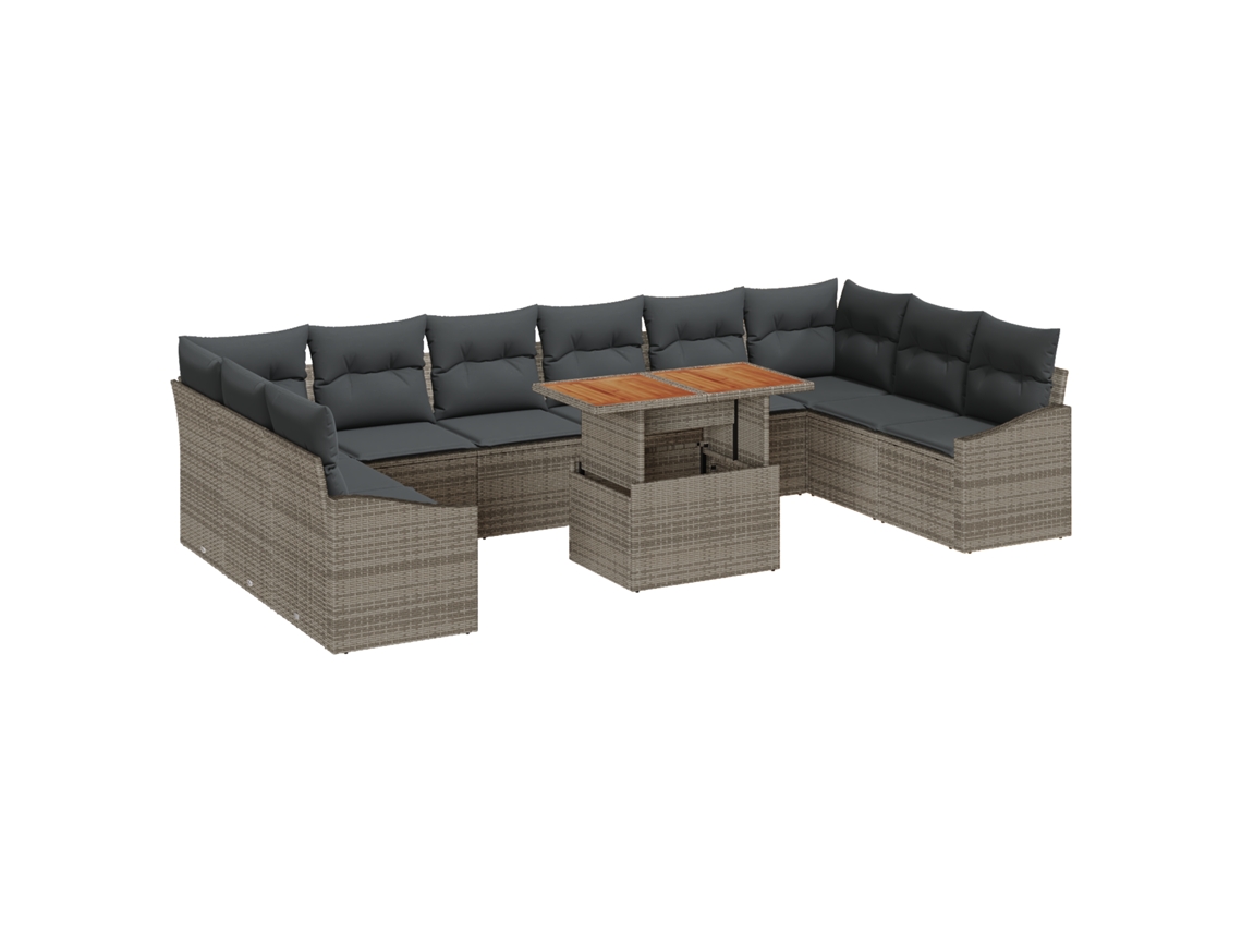 Conjunto 11 Conjunto De Móveis De Jardim Vidaxl Cinzento Vime Pe (100 X 55 X 73 Cm)