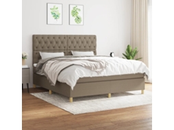 Vidaxl Cama Com Molas/colchão 160x200 Cm Tecido Castanho-acinzentado