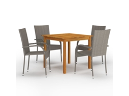 Vidaxl 5 Pcs Conjunto De Jantar Para Jardim Cinzento
