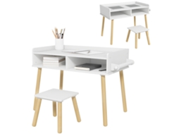 Conjunto De Mesa Infantil Com Banquinho, Tampo Reversível E Porta-papel Higiênico, Branco