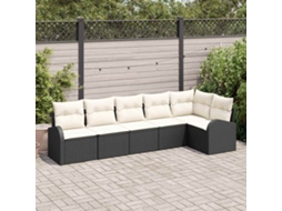 Vidaxl Conjunto de Sofá de Jardim 6 Pcs Preto Rattan Sintético