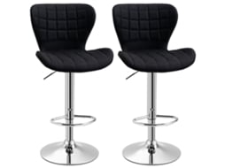 Conjunto de 2 banquetas de bar com design moderno, assento ajustável 59-81 cm, giro 360°, acabamento em linho preto PONTOCASA