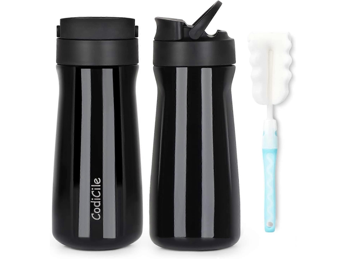 Caneca térmica à prova de vazamentos com alça, aço inoxidável livre de BPA, mantém bebidas quentes e frias, 500ml preta