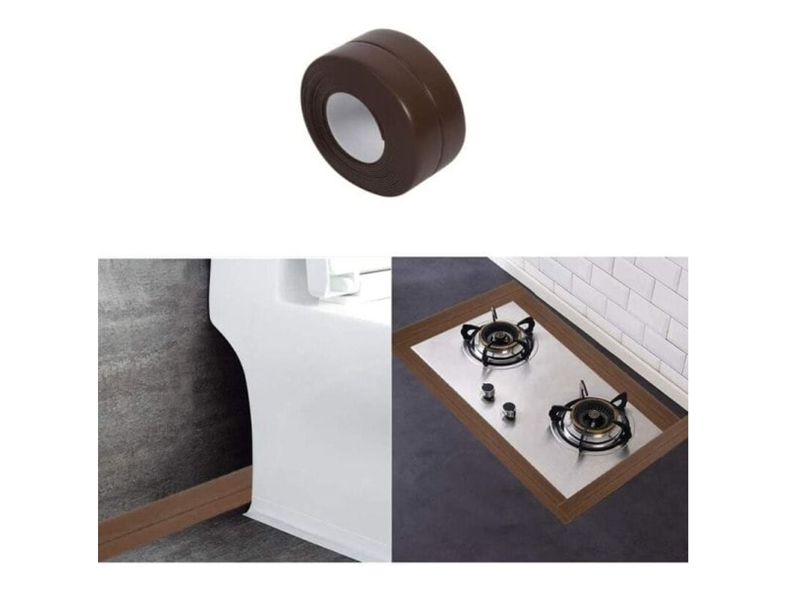 Fita de vedação para chuveiro (330 x 3,8 cm), fita de silicone para banheiro, fita adesiva para cantos de cozinha e banheiro, marrom