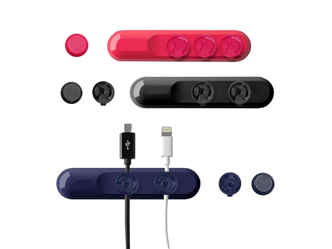 Organizador De Cabos, Conjunto 3 Peças Com 9 Clips, Autoadesivo E Magnético, Ideal Para Mesa, Mesa Cabeceira Carregamento.-aquaforge