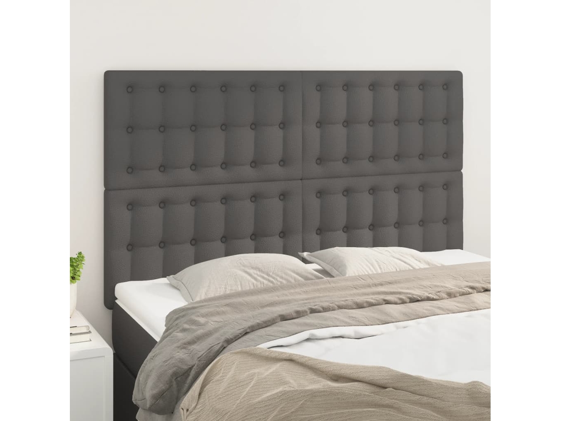 Vidaxl Cabeceira Cinza 144x5x118/128 Cm Couro Sintético