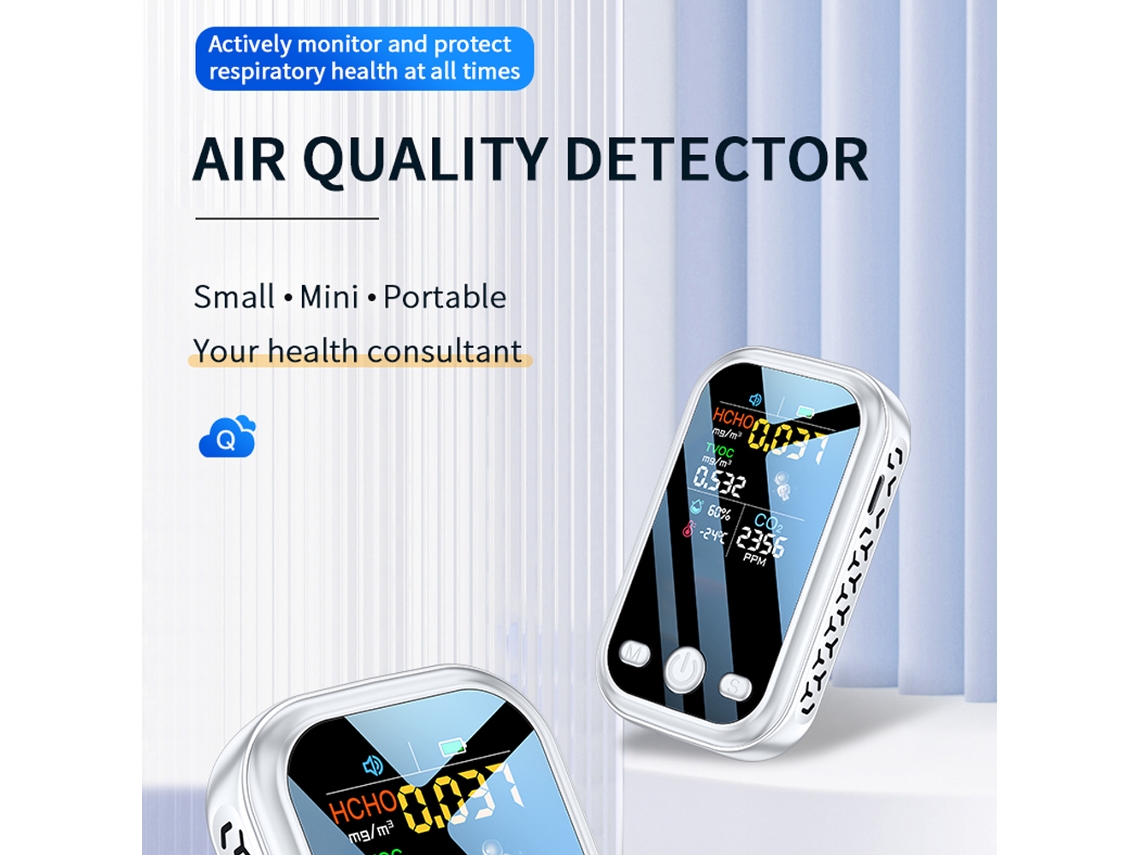 Detector De Qualidade Do Ar Doméstico 5 Em 1 Co2 Hcho Tvoc Temp Umidade 240*280