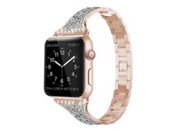 Bracelete para Smartwatch com pulseira de couro incrustada de diamantes para Apple Watch Ultra 49 mm e Watch Ultra 2 49 mm/Série 9 e 8 e 7 45 mm/SE