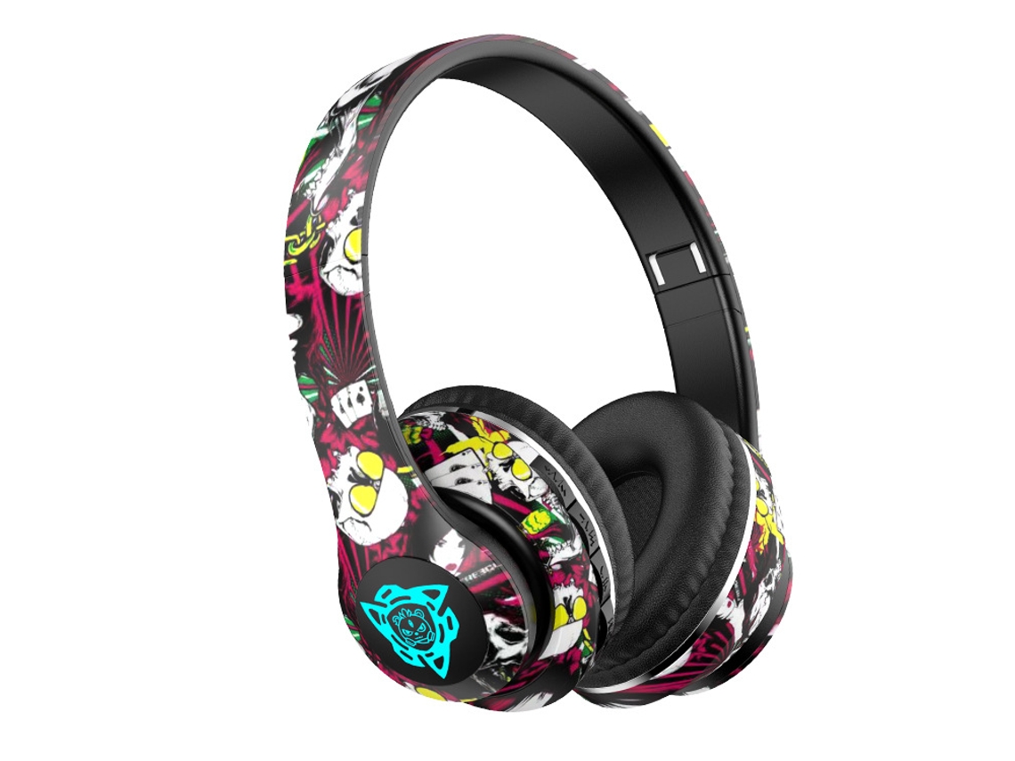 Fones de Ouvido Bluetooth Estilo Grafite com Luzes Led, Qualidade de Som Hifi, Graves Profundos e Design Dobrável. MDUG (azul)