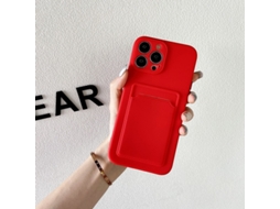 Capa Para Iphone 17 Vermelha Com Porta-cartões, Cor Sólida, Compartimento Completo Para Cartões, Estilo Simples.
