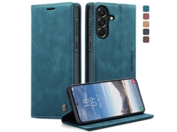 Capa Para Samsung Galaxy A37 5g Multifuncional Horizontal De Couro Azul