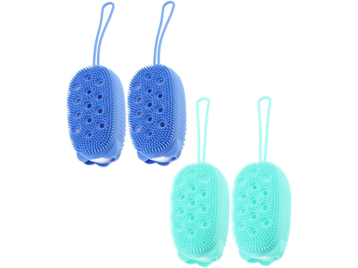 Conjunto De 4 Peças Escovas Silicone Para Limpeza Corporal, Incluindo Esponja De Banho E Escova Massagem