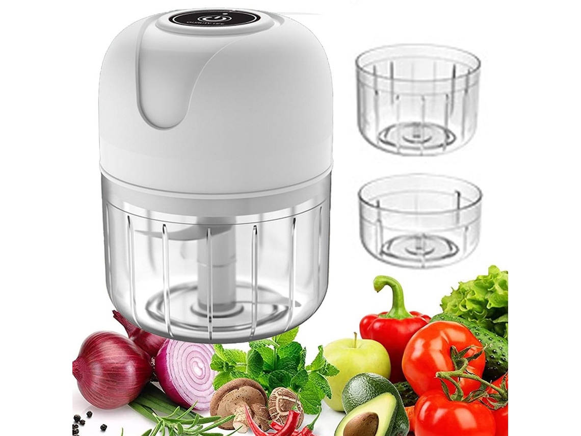 Mini Processador De Alimentos Elétrico Com Carregamento Usb, Mini Elétrico Branco