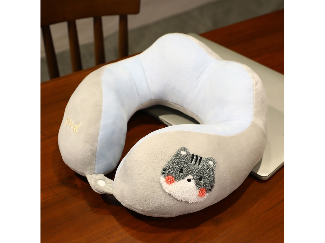 Almofada De Viagem Em Formato U Para O Pescoço, Algodão Macio, Portátil, Uso Doméstico Ou No Escritório, Com Estampa Gato, 30x30cm Aquaforge
