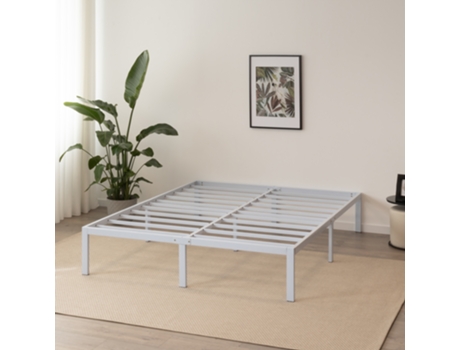 Cama Sappho Em Aço 150x200 Cm, Branco – 36 Cm Altura Com Arrumação