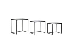 Conjunto de 3 Mesas Laterais de Metal e Vidro, 58x36,5x53,5cm ALEXANDRA HOUSE LIVING