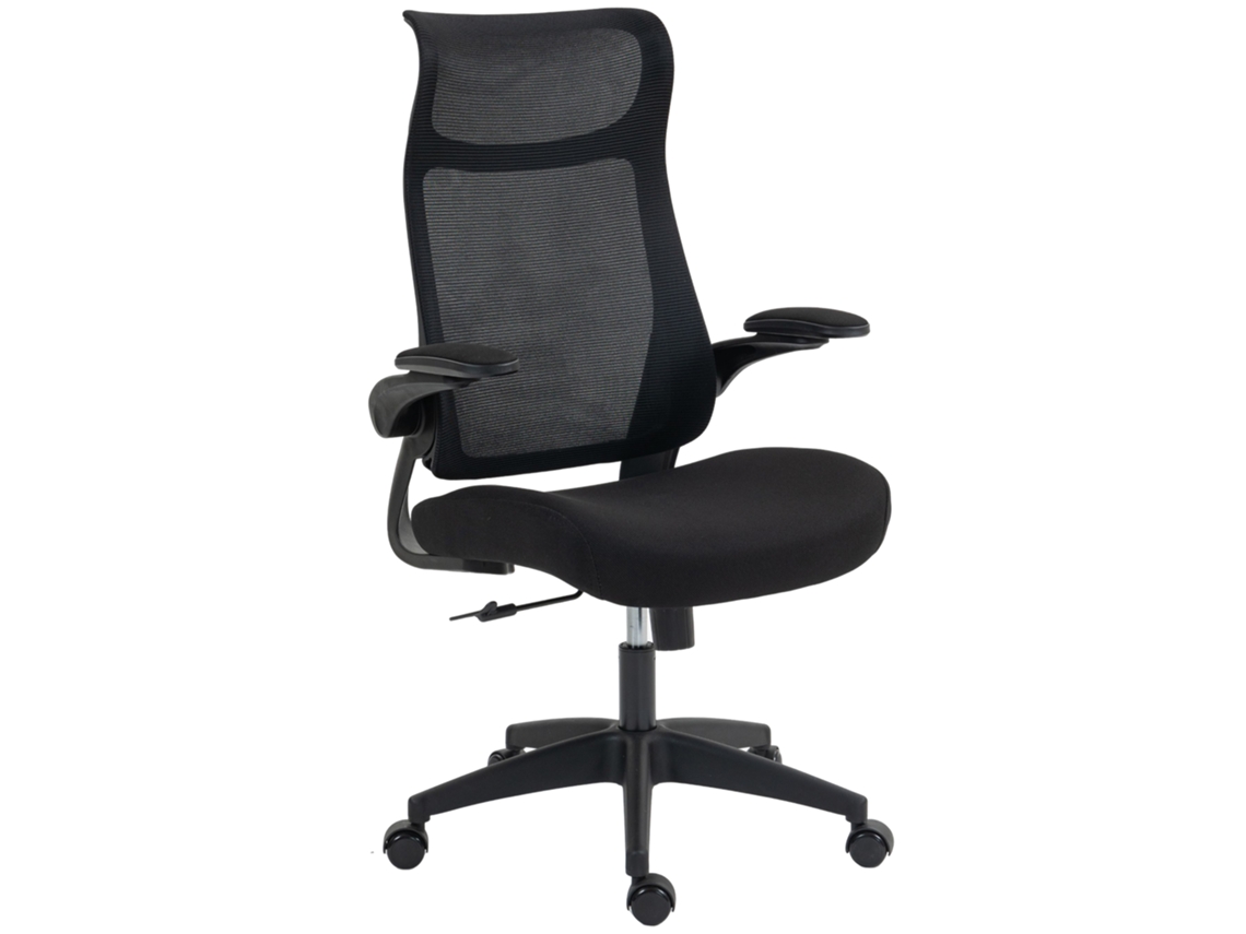Cadeira De Escritório Ergonómica Com Suporte Lombar E Apoios De Braços 3d Dobráveis Função De Basculante 64x65x108-118 Cm Preto