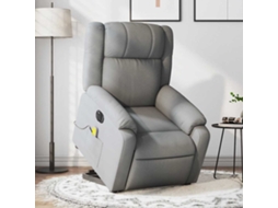 Vidaxl Poltrona Elétrica Reclinável Massagens Tecido Cinzento-claro