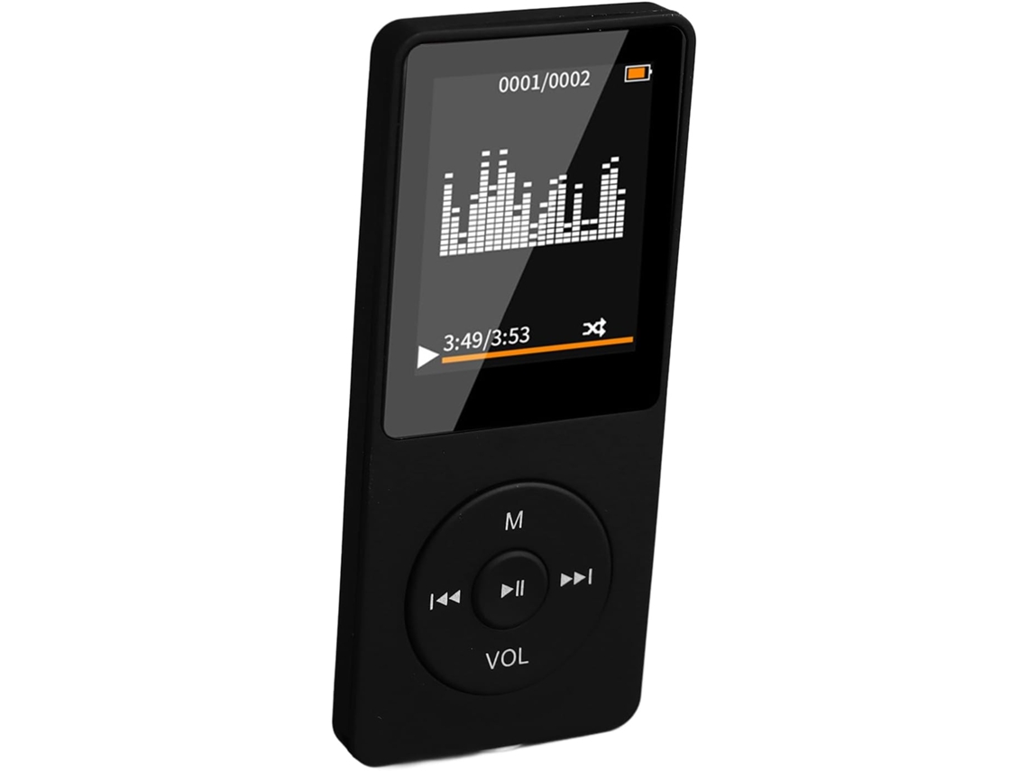 Reprodutor Bluetooth MP4/MP3, reprodutor multimídia estéreo multifuncional, compacto com suporte e entrada para cartão, ideal para estudo.