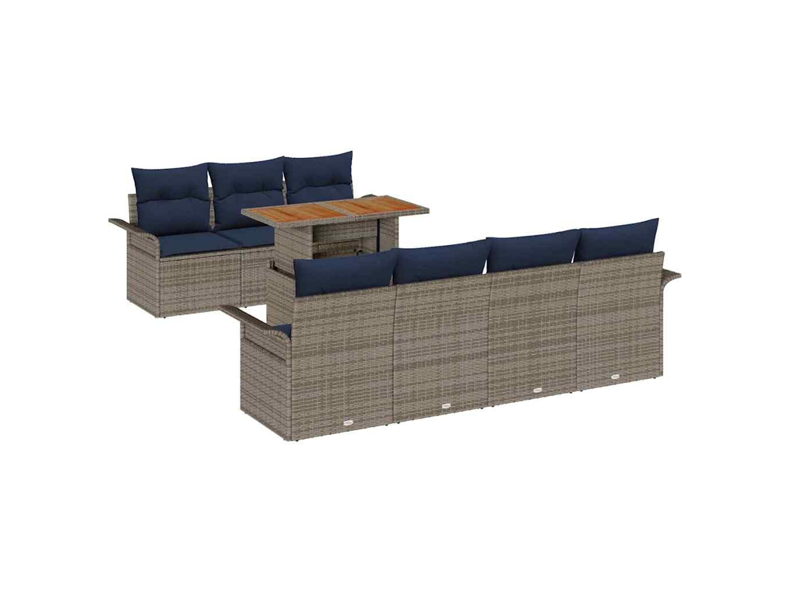 Maison Exclusive - Conjunto De Sofá De Jardim Manual 8 Pcs Cinzento E Azul Marinho