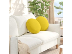Vidaxl Almofadas De Assento 2 Unid. Tecido Amarelo Claro Ø40 X 13 Cm