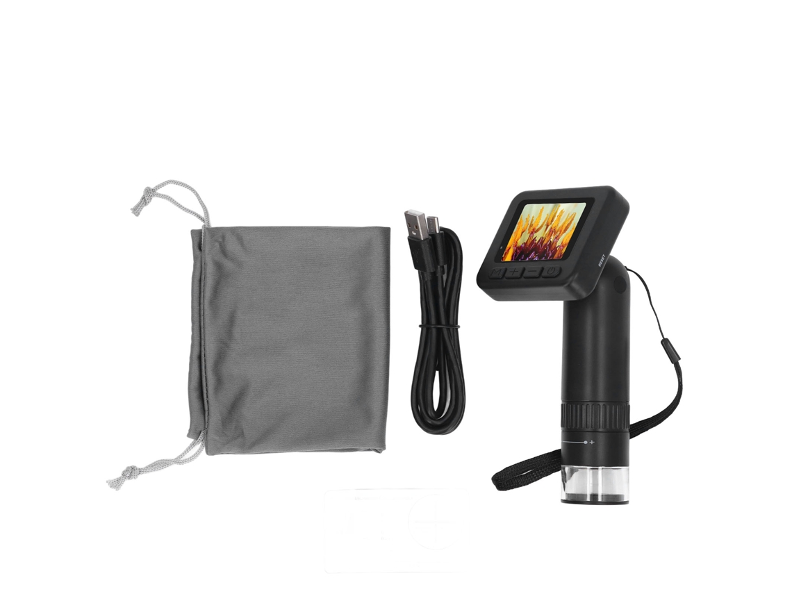 Microscópio Digital Portátil 1000x Com Tela Ips De 2 Polegadas E 8 Leds Ajustáveis