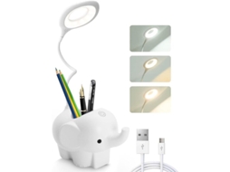 Lâmpada de Escritório LED com porta papéis, controle táctil, ajustável, recarregável, USB S/MARCA