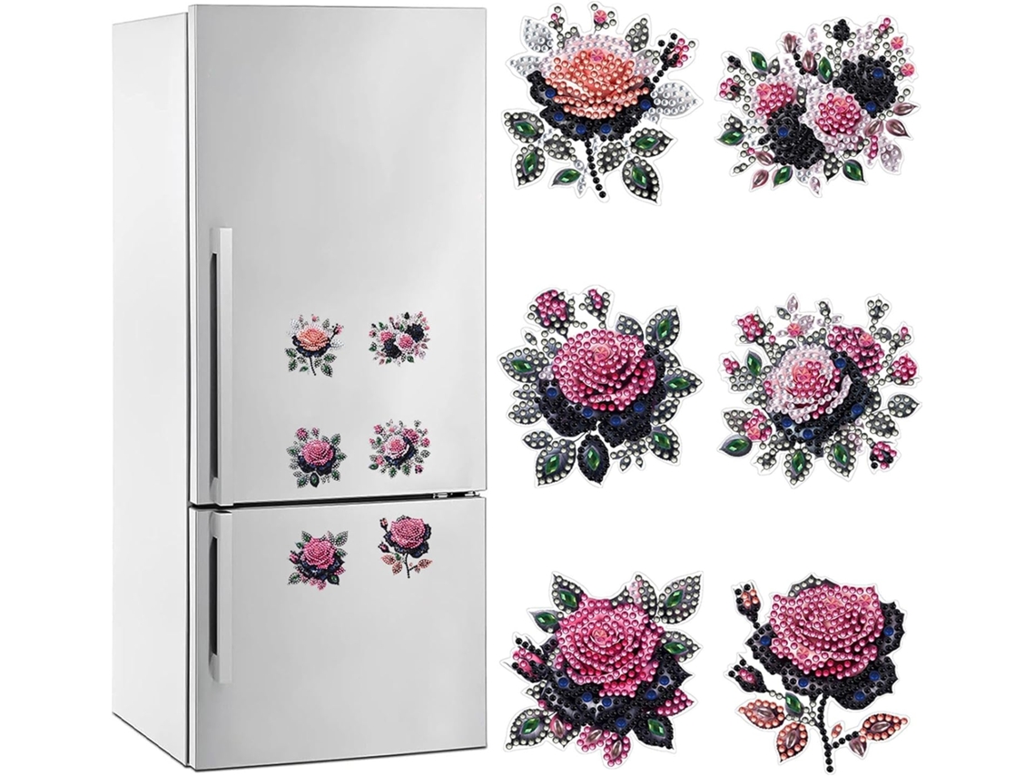 Ímãs De Geladeira Em Formato Flor Com Pintura Diamante