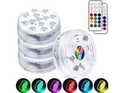 Luz Subaquática Led À Prova D'água Ip68 Com Controle Remoto Rf, Ímã E Ventosa, Iluminação Colorida Para Piscinas E Aquários