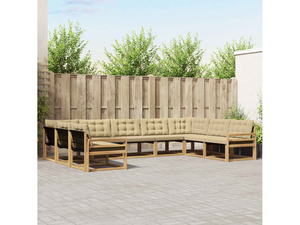 Vidaxl Conjunto De Sofás Para Exterior 9 Unid. Branco E Bege