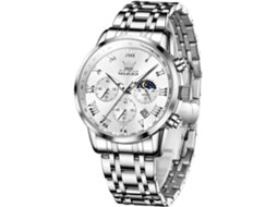 Lurelia Relógio Digital Masculino, Modelo Atm-30, Movimento De Quartzo, Analógico, Visor Digital, Cronógrafo, Data/calendário, Luminoso, 41 Mm, Prata