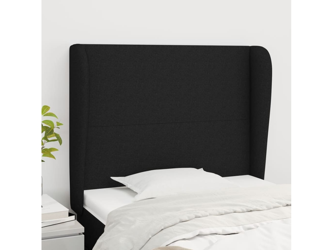 Cabecero con Alas de Tela 93x23x118/128 Cm Negro