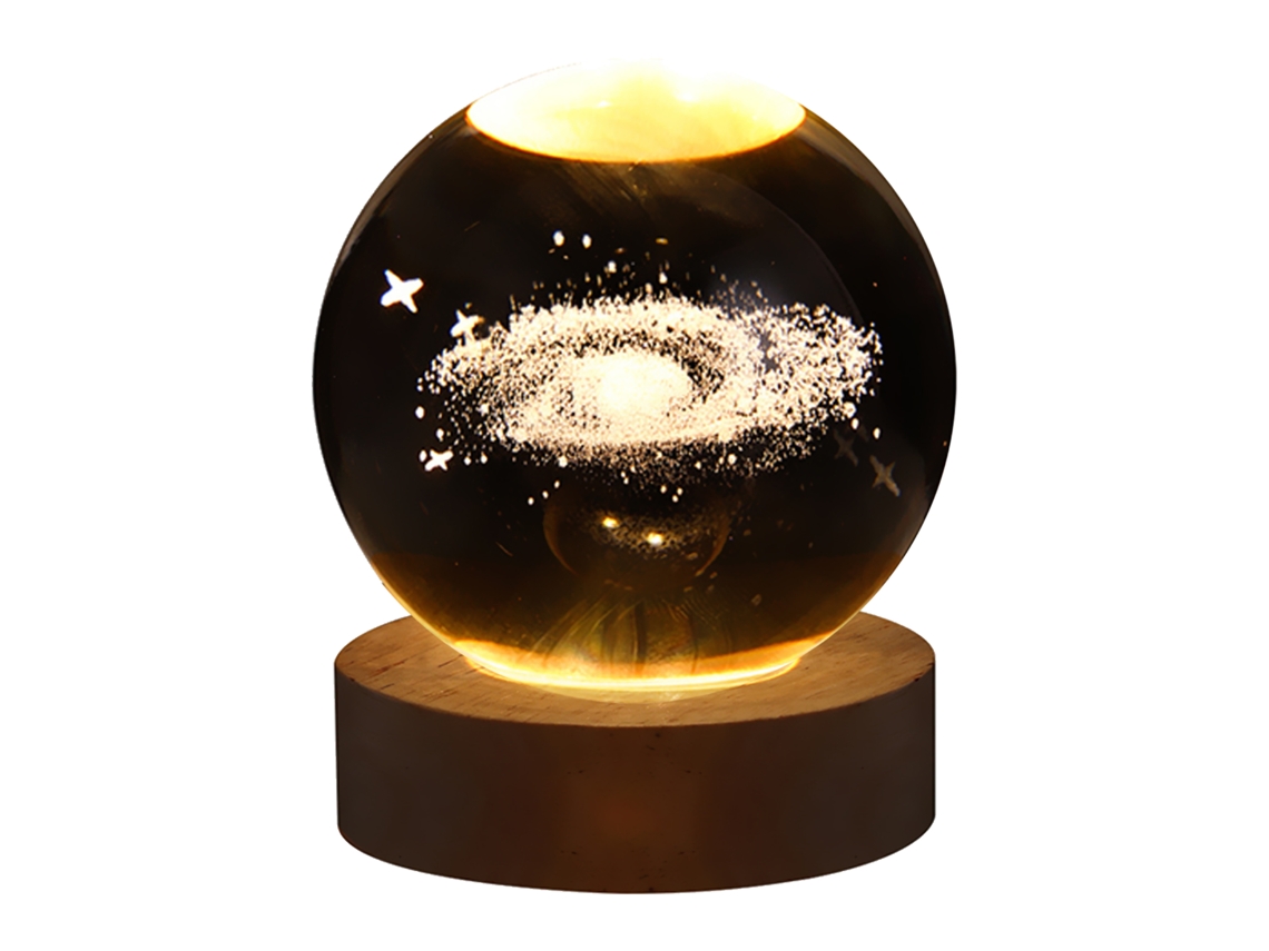 2026 lâmpada de Noite de Cristal 3d com Base de Madeira, Esfera Luminosa Gravada Internamente para Decoração Residencial