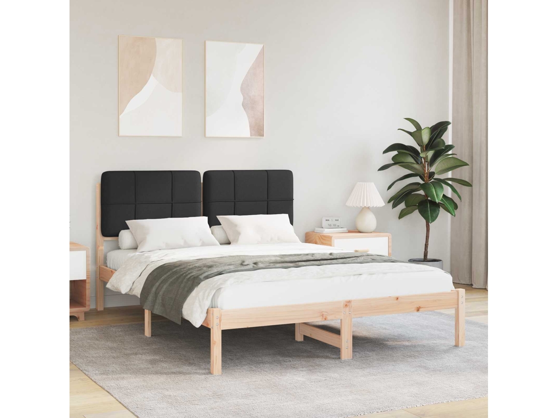 Conjunto 1 Estrutura Da Cama Vidaxl Preto Madeira De Pinho Maciça (140 X 200 Cm)