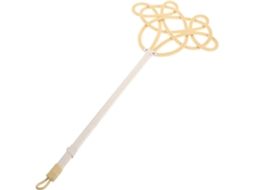 Batedor de pó Topbathy Alipis, com imitação de rattan, cabo longo de plástico bege, utensílio doméstico