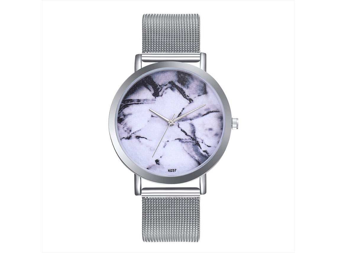 Reloj De Cuarzo Unisex Con Correa De Malla Simple Y Elegante K037-w (plata)