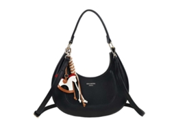 Mini Saco Hobo Para Mulheres Transportado Ao Ombro Em Meia-lua Granulado Com Jóias Decorativas