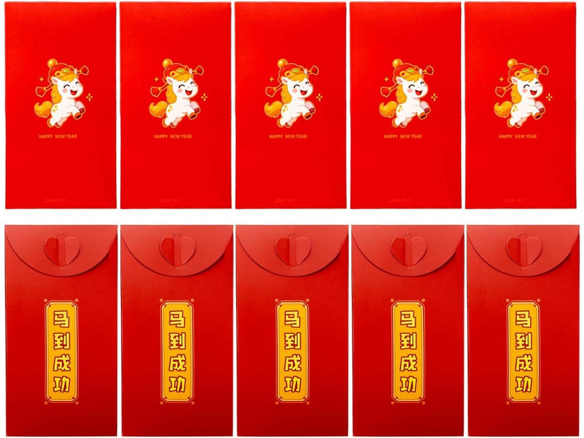 Envelopes Para Dinheiro, Sacolas 3d 2026, 10 Unidades, Vermelho Com Detalhes Em Dourado- Festas De