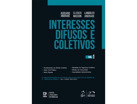 Livro Interesses Difusos E Coletivos - Vol.1 - 13a Edição 2025 De Adriano Andrade (português Do Brasil)
