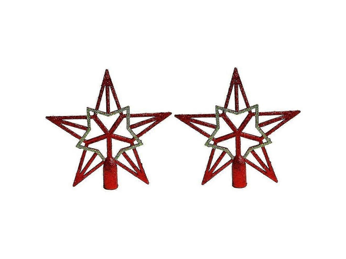 Enfeites Para Árvore De Natal Com Glitter E Estrelas Vazadas, Pacote Com 2, Vermelho Olysi Shop
