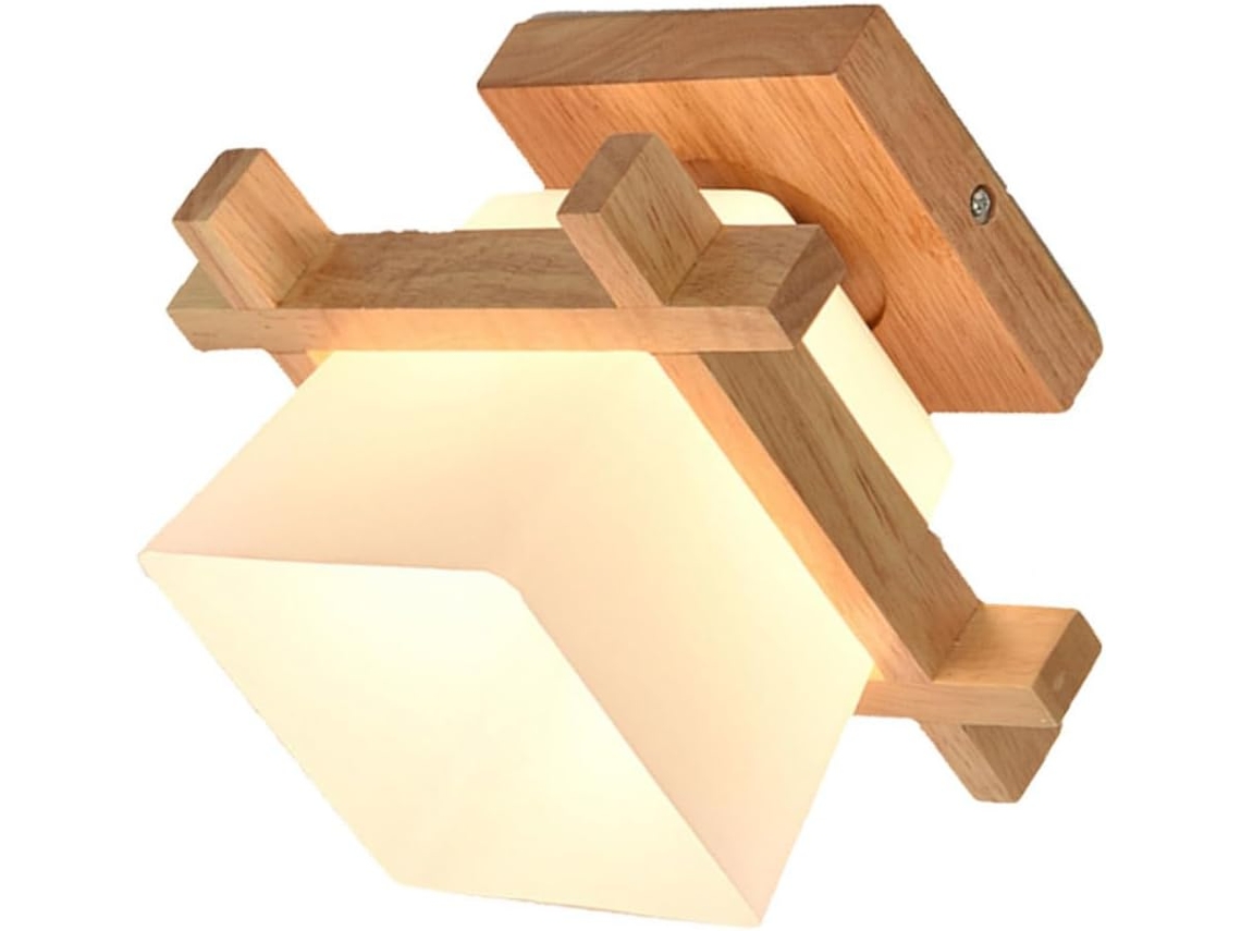 Aplique De Parede Led Em Madeira Maciça Estilo Japonês, Luminária De Teto Criativa.